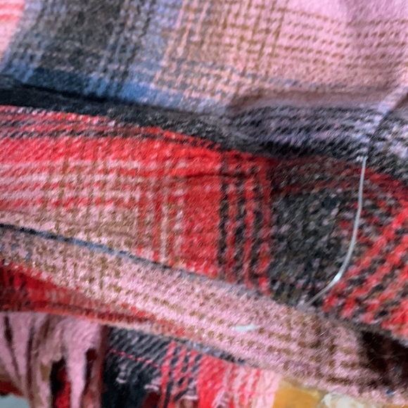 Anthropologie Maeve Fringed Pink Blue Plaid Button Mini Skirt  0 new - Picture 4 of 5